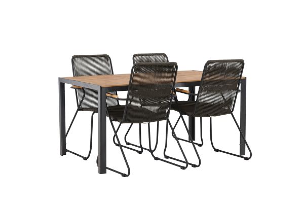 Imagine Break Diningtable Alumnium - Black / Nature Rectangular 90*150* +Bois Diningchair Steel - Black / Dark Grey Rope _4