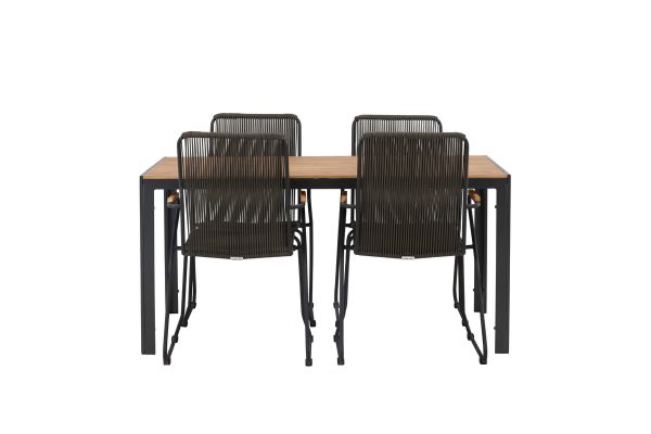 Imagine Break Diningtable Alumnium - Black / Nature Rectangular 90*150* +Bois Diningchair Steel - Black / Dark Grey Rope _4