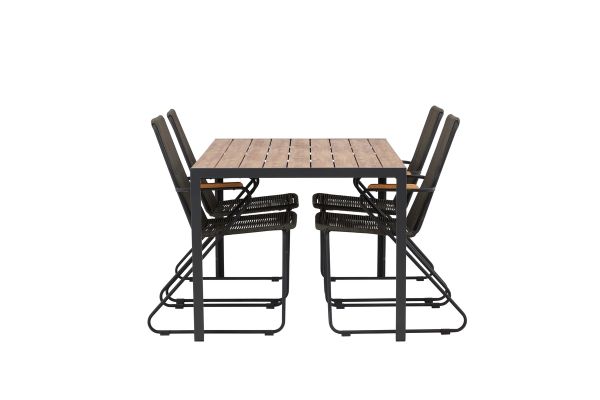 Imagine Break Diningtable Alumnium - Black / Nature Rectangular 90*150* +Bois Diningchair Steel - Black / Dark Grey Rope _4