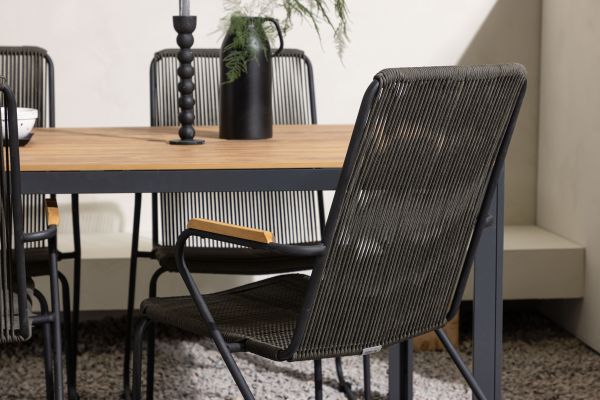 Imagine Break Diningtable Alumnium - Black / Nature Rectangular 90*150* +Bois Diningchair Steel - Black / Dark Grey Rope _4