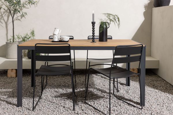 Imagine Masa de dining Break Aluminiu - Negru / Natur Rectangular 90*150* + Scaun de dining Lina - Negru _4