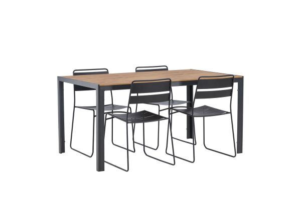 Imagine Masa de dining Break Aluminiu - Negru / Natur Rectangular 90*150* + Scaun de dining Lina - Negru _4