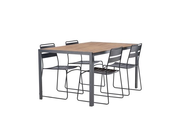 Imagine Masa de dining Break Aluminiu - Negru / Natur Rectangular 90*150* + Scaun de dining Lina - Negru _4