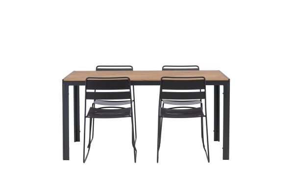 Imagine Masa de dining Break Aluminiu - Negru / Natur Rectangular 90*150* + Scaun de dining Lina - Negru _4