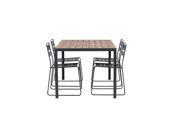 Imagine Masa de dining Break Aluminiu - Negru / Natur Rectangular 90*150* + Scaun de dining Lina - Negru _4