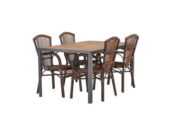 Imagine Break Diningtable Alumnium - Black / Nature Rectangular 90*150* +Galera Diningchair Aluminium - Brown / Wicker _4