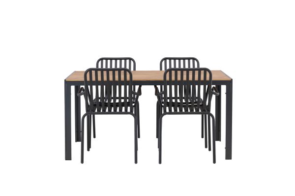 Imagine Masa de dining Break Aluminiu - Negru / Natural Rectangular 90*150* +Scaun de dining Peking Aluminiu - Negru / _4