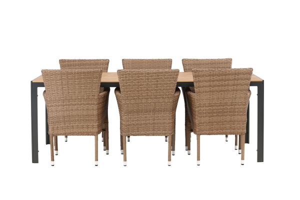 Imagine Masa de dining Break Aluminiu - Negru / Natural Rectangular 90*200* + Scaun de dining Malina Aluminiu - Natural / Ratan _6