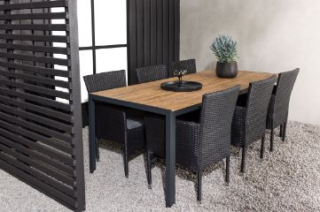 Imagine Rupt Diningtable Alumnium - Negru / Natur Rectangular 90*200* +Malina Diningchair Alumnium - Negru / Ratan _6