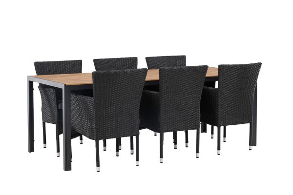 Imagine Rupt Diningtable Alumnium - Negru / Natur Rectangular 90*200* +Malina Diningchair Alumnium - Negru / Ratan _6