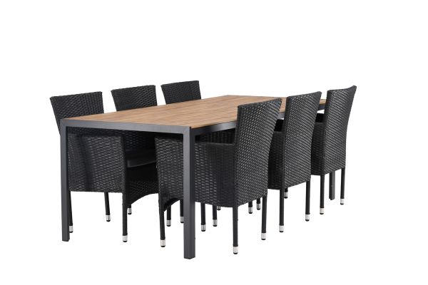 Imagine Rupt Diningtable Alumnium - Negru / Natur Rectangular 90*200* +Malina Diningchair Alumnium - Negru / Ratan _6