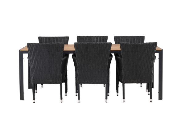 Imagine Rupt Diningtable Alumnium - Negru / Natur Rectangular 90*200* +Malina Diningchair Alumnium - Negru / Ratan _6