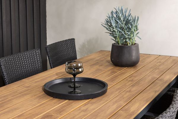 Imagine Rupt Diningtable Alumnium - Negru / Natur Rectangular 90*200* +Malina Diningchair Alumnium - Negru / Ratan _6