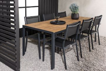 Imagine Masa de dining Break Aluminiu - Negru / Natur Rectangular 90*200* + Scaun empilabil Copacabana - Negru/ Negru - Înlocuiește 4131-408 _6