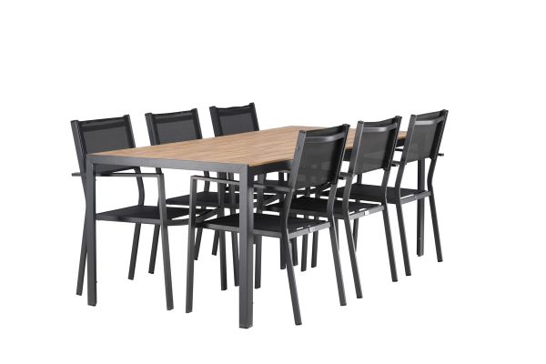 Imagine Masa de dining Break Aluminiu - Negru / Natur Rectangular 90*200* + Scaun empilabil Copacabana - Negru/ Negru - Înlocuiește 4131-408 _6