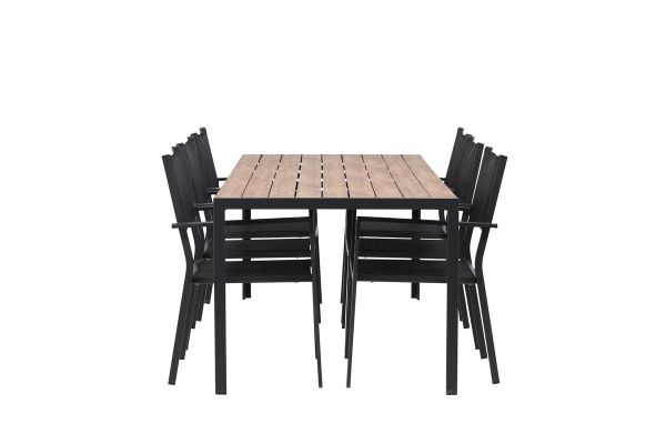 Imagine Masa de dining Break Aluminiu - Negru / Natur Rectangular 90*200* + Scaun empilabil Copacabana - Negru/ Negru - Înlocuiește 4131-408 _6