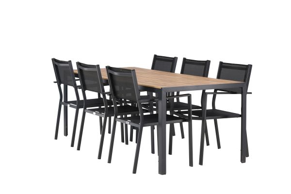 Imagine Masa de dining Break Aluminiu - Negru / Natur Rectangular 90*200* + Scaun empilabil Copacabana - Negru/ Negru - Înlocuiește 4131-408 _6