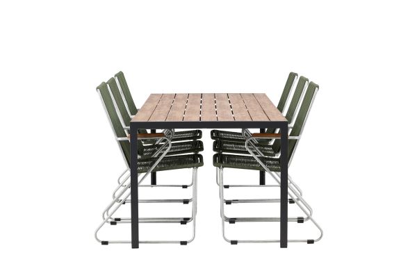 Imagine Break Diningtable Alumnium - Black / Nature Rectangular 90*200* +Bois Diningchair Steel - Silver / Green Rope _6