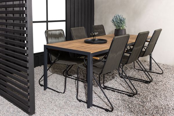 Imagine Break Diningtable Alumnium - Black / Nature Rectangular 90*200* +Bois Diningchair Steel - Black / Dark Grey Rope _6