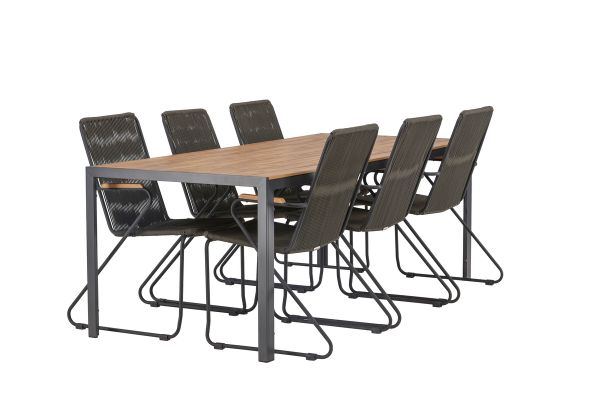 Imagine Break Diningtable Alumnium - Black / Nature Rectangular 90*200* +Bois Diningchair Steel - Black / Dark Grey Rope _6