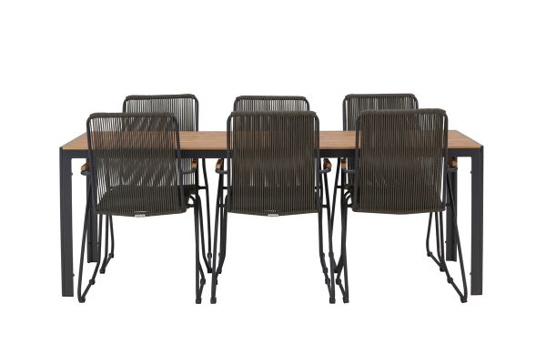 Imagine Break Diningtable Alumnium - Black / Nature Rectangular 90*200* +Bois Diningchair Steel - Black / Dark Grey Rope _6