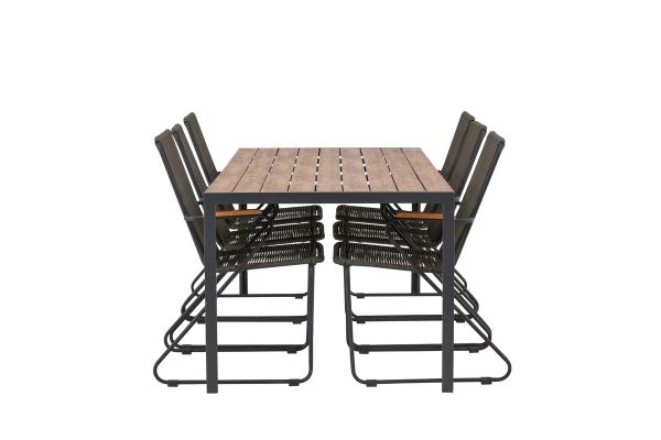 Imagine Break Diningtable Alumnium - Black / Nature Rectangular 90*200* +Bois Diningchair Steel - Black / Dark Grey Rope _6