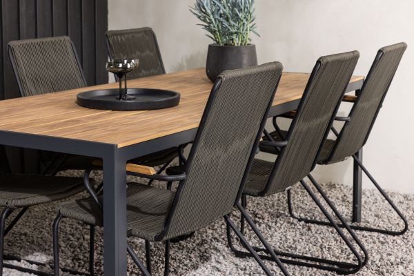 Imagine Break Diningtable Alumnium - Black / Nature Rectangular 90*200* +Bois Diningchair Steel - Black / Dark Grey Rope _6