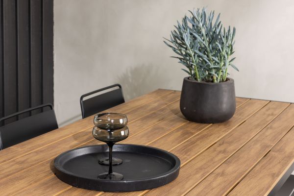 Imagine Setul de masa pentru exterior Break Diningtable Alumnium - Negru / Natural, dreptunghiular 90*200* +Scaun de dining Lina - Negru _6