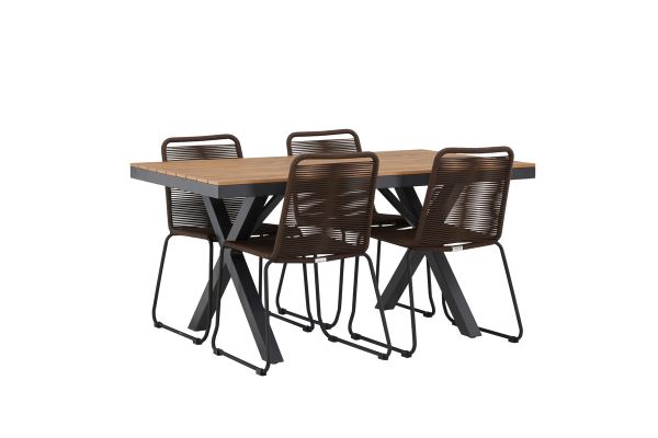 Imagine Masa de băut Garcia Diningtable Alumnium - Negru / Rectangular 90*150* + Scaun de masă Lindos Diningchair Aluminium - Negru / _4