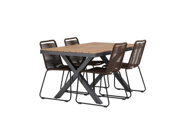 Imagine Masa de băut Garcia Diningtable Alumnium - Negru / Rectangular 90*150* + Scaun de masă Lindos Diningchair Aluminium - Negru / _4