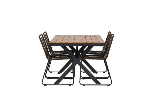 Imagine Masa de băut Garcia Diningtable Alumnium - Negru / Rectangular 90*150* + Scaun de masă Lindos Diningchair Aluminium - Negru / _4