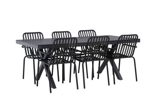 Imagine Garcia Diningtable Alumnium - Black / Rectangular 100*200* +Peking Diningchair Aluminium - Black / _6