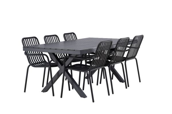 Imagine Garcia Diningtable Alumnium - Black / Rectangular 100*200* +Peking Diningchair Aluminium - Black / _6