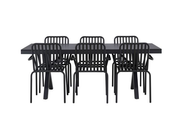 Imagine Garcia Diningtable Alumnium - Black / Rectangular 100*200* +Peking Diningchair Aluminium - Black / _6