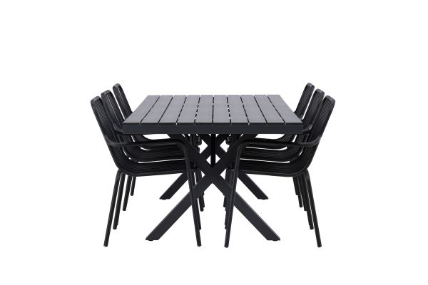 Imagine Garcia Diningtable Alumnium - Black / Rectangular 100*200* +Peking Diningchair Aluminium - Black / _6