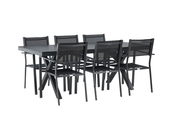 Imagine Masa de dining Garcia aluminiu - Negru / Rectangular 100*200* + Scaun empilabil Copacabana - Negru/Negru - Înlocuiește 4131-408 _6