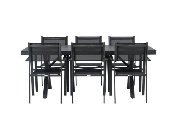 Imagine Masa de dining Garcia aluminiu - Negru / Rectangular 100*200* + Scaun empilabil Copacabana - Negru/Negru - Înlocuiește 4131-408 _6