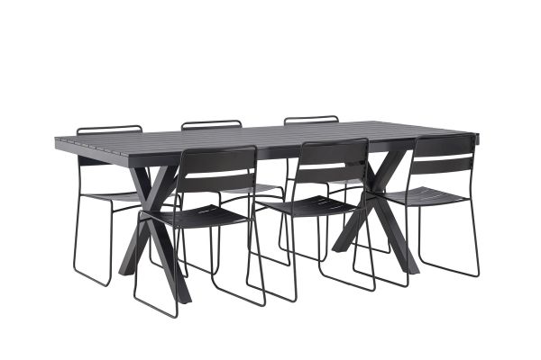 Imagine Masa de dining Garcia din aluminiu - negru / Rectangular 100*200* + Scaun de dining Lina - negru _6