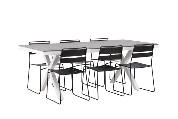 Imagine Masa de dining Garcia din aluminiu - alb / gri deschis / aintwood / rectangular 100 * 200 * + Scaun de dining Lina - Negru _6