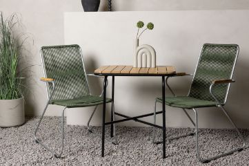 Imagine Holmbeck Cafetable Steel - Negru / Rectangular 55*70*74 + Scaun de dining din Otel - Argintiu / Sfoara Verde _2