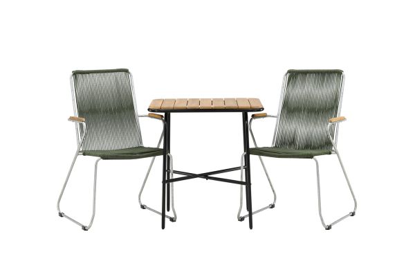 Imagine Holmbeck Cafetable Steel - Negru / Rectangular 55*70*74 + Scaun de dining din Otel - Argintiu / Sfoara Verde _2