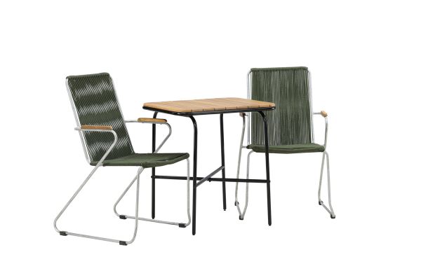 Imagine Holmbeck Cafetable Steel - Negru / Rectangular 55*70*74 + Scaun de dining din Otel - Argintiu / Sfoara Verde _2