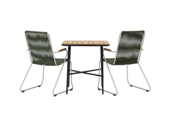 Imagine Holmbeck Cafetable Steel - Negru / Rectangular 55*70*74 + Scaun de dining din Otel - Argintiu / Sfoara Verde _2