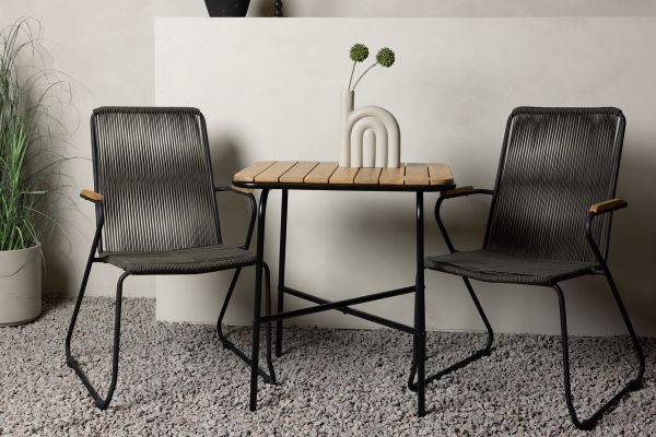 Imagine Holmbeck Cafetable Steel - Negru / Rectangular 55*70*74 + Scaun de Dining Bois Steel - Negru / Poliester Gri închis _2