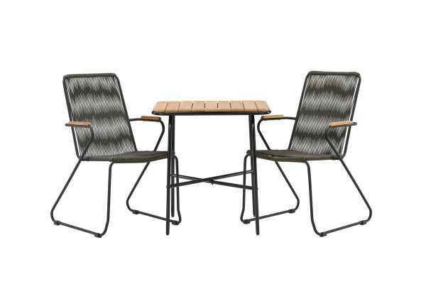 Imagine Holmbeck Cafetable Steel - Negru / Rectangular 55*70*74 + Scaun de Dining Bois Steel - Negru / Poliester Gri închis _2