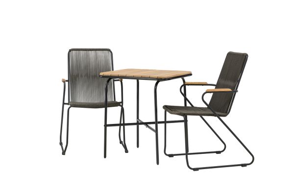 Imagine Holmbeck Cafetable Steel - Negru / Rectangular 55*70*74 + Scaun de Dining Bois Steel - Negru / Poliester Gri închis _2