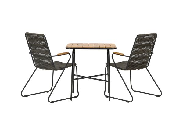 Imagine Holmbeck Cafetable Steel - Negru / Rectangular 55*70*74 + Scaun de Dining Bois Steel - Negru / Poliester Gri închis _2