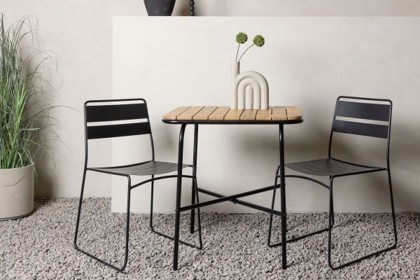 Imagine Holbeck Cafetable Steel - Negru / Rectangular 55*70*74 + Scaun de Dining Lina - Negru _2