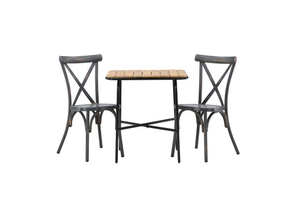 Imagine Holmbeck Cafetable Steel - Black / Rectangular 55*70*74 +Tablas Diningchair Aluminium - Black / _2