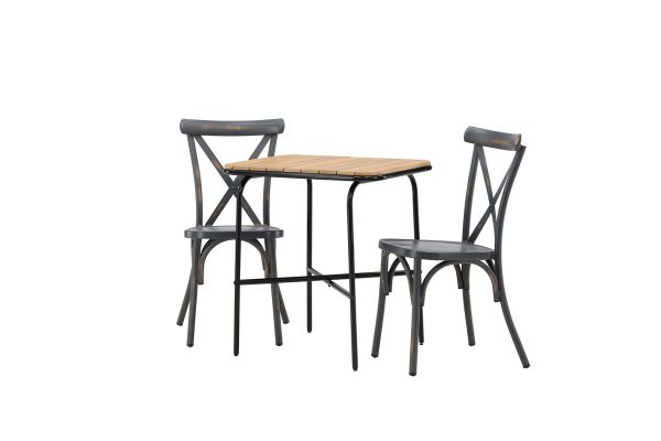 Imagine Holmbeck Cafetable Steel - Black / Rectangular 55*70*74 +Tablas Diningchair Aluminium - Black / _2